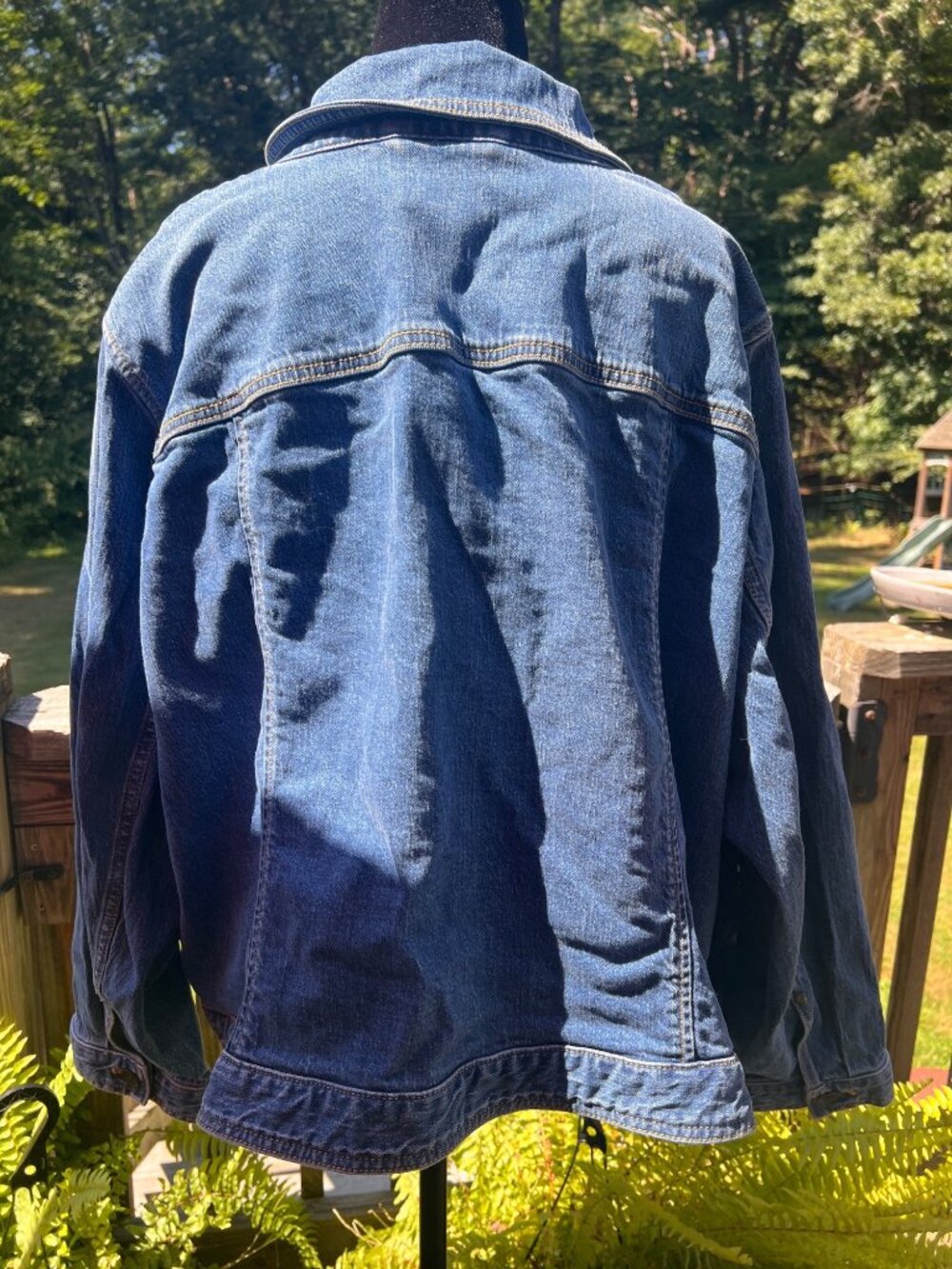 Talbots denim jacket 3X Plus Petite Button Front Pockets Womens classic style - Picture 2 of 9